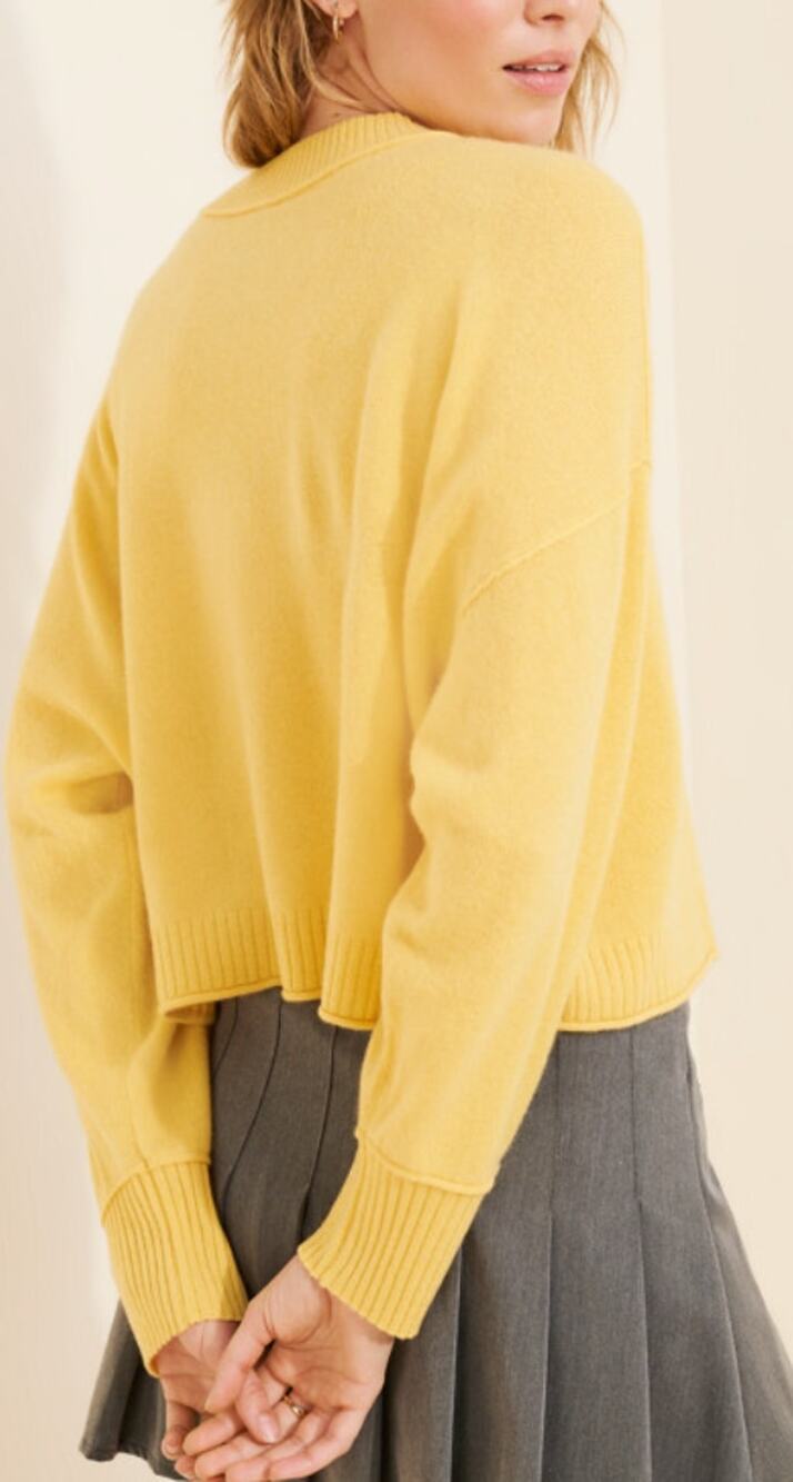 Anthropologie The Goldie Cashmere L/S Sweater Oversize Yellow Size Small